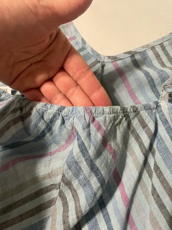 Self Contrast Sun Washed Striped Maxi Dress M NWT Tiered Blue Pink Boho Tall - Picture 7 of 8